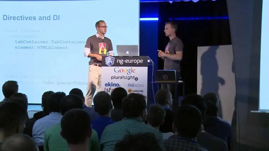 L’équipe Angular présentant Angular 2 à ng-europe en 2014.